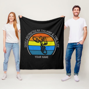 Add Name Change ALL Text Easily Distracted BMX     Fleece Blanket