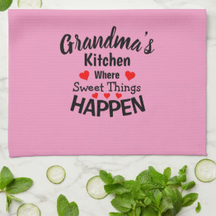 Add Name Change ALL Text Grandmas Kitchen Sweet    Tea Towel