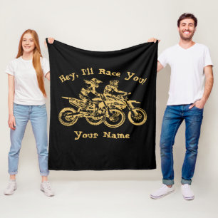 Add Name Change ALL Text Hey, I'll Race You Fleece Blanket