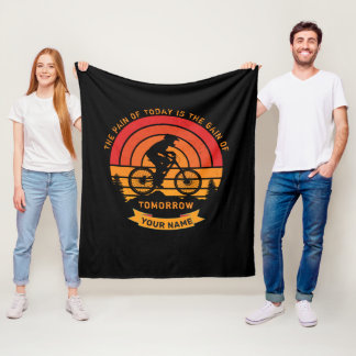 Add Name Change All Text Mountain Bike Pain Today Fleece Blanket
