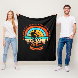 Add Name Change All Text Mountain Bike Therapy     Fleece Blanket