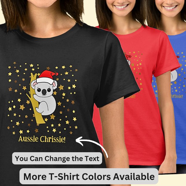 Add Name Change Text - Aussie Chrissie Koala Stars T-Shirt (Creator Uploaded)