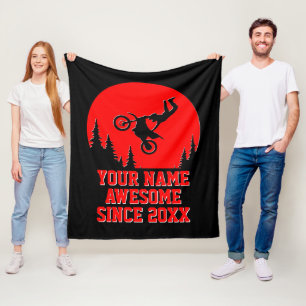 Add Name Change Text Awesome Since 20xx Dirt Bike  Fleece Blanket