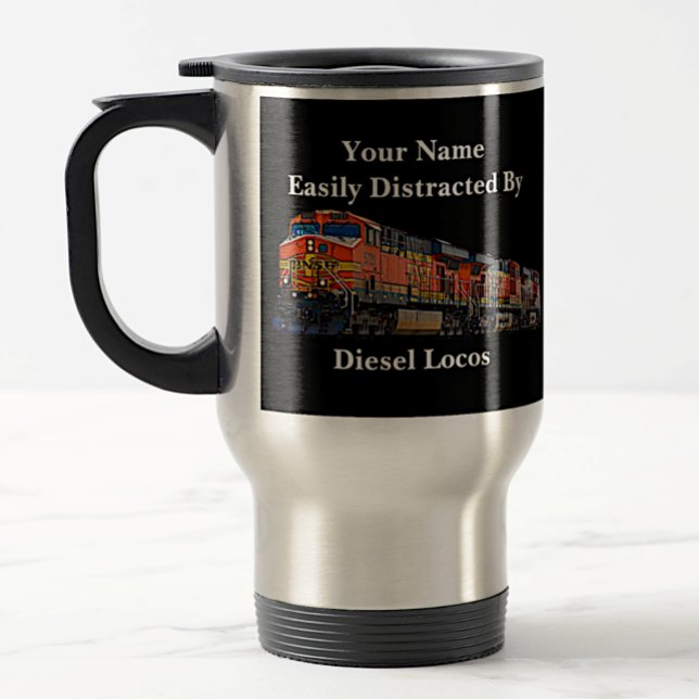Add Name, Change Text, Easily Distracted By Diesel Travel Mug (Creator Uploaded)