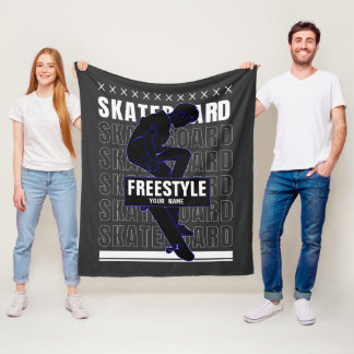Add Name Change Text Freestyle Skateboard Rider Fleece Blanket