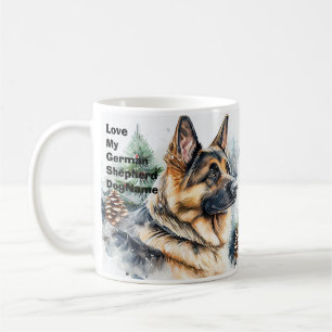 Add Name Change Text, German Shepherd in Snow #4 Coffee Mug