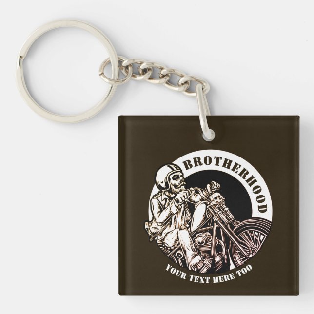 Add Name Change Text Motorcycle Brotherhood        Key Ring (Front)