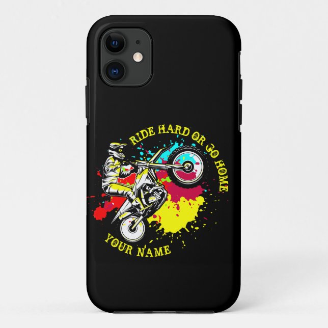 Add Name Change Text Ride Hard Go Home Dirt Bike Case-Mate iPhone Case (Back)