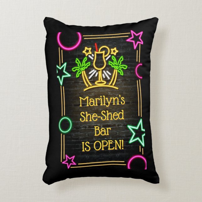 Add Name Change Text She-Shed Bar Cocktails Decorative Cushion (Front(Vertical))