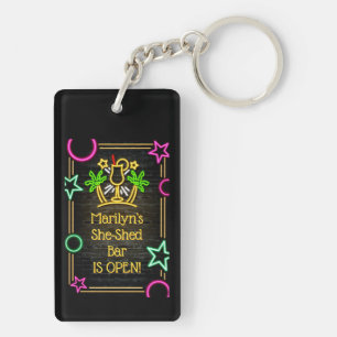 Add Name Change Text She-Shed Bar Cocktails Key Ring
