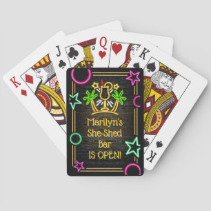 Add Name Change Text She-Shed Bar Cocktails Playing Cards