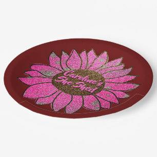Add Name  Change Text She Shed Pink Sunflower      Paper Plate