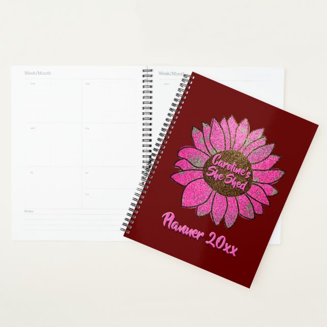 Add Name Change Text She Shed Pink Sunflower       Planner (Display)