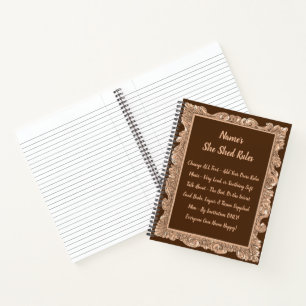 Add Name Change Text She Shed Rules Antique Border Notebook
