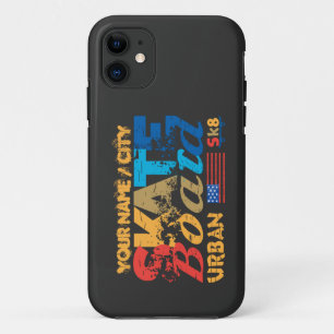 Add Name City Text Skateboard Urban SK8 Distressed iPhone 11 Case