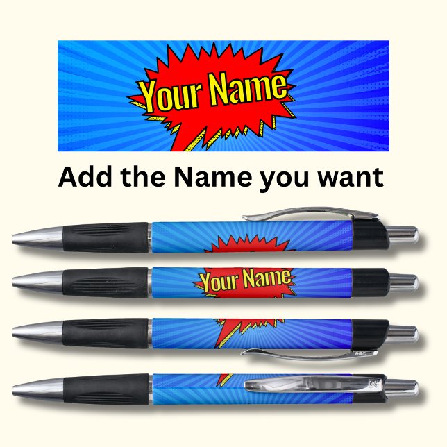 Add Name Comic Book Style Text Blue Red Yellow  (Creator Uploaded)