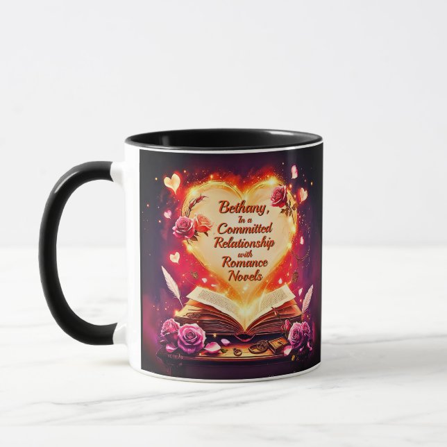 Add Name, Committed Relationship Romance Novels Mug (Left)