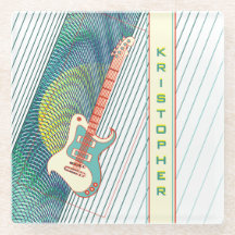  Add Name Cool Modern White & Teal Electric Guitar