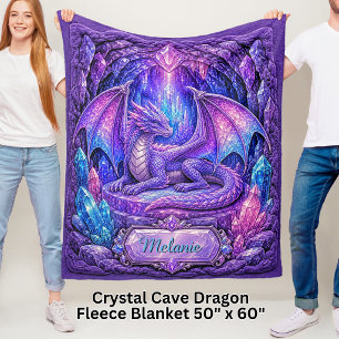 Add Name Crystal Cave, Pink Mauve Aqua Dragon Fleece Blanket