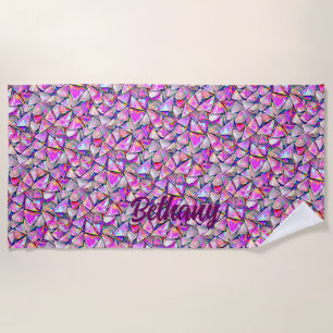 Add Name, Crystal Shard Pearlescent Iridescent Beach Towel