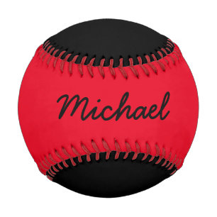 Add Name Custom Black and Red Baseball