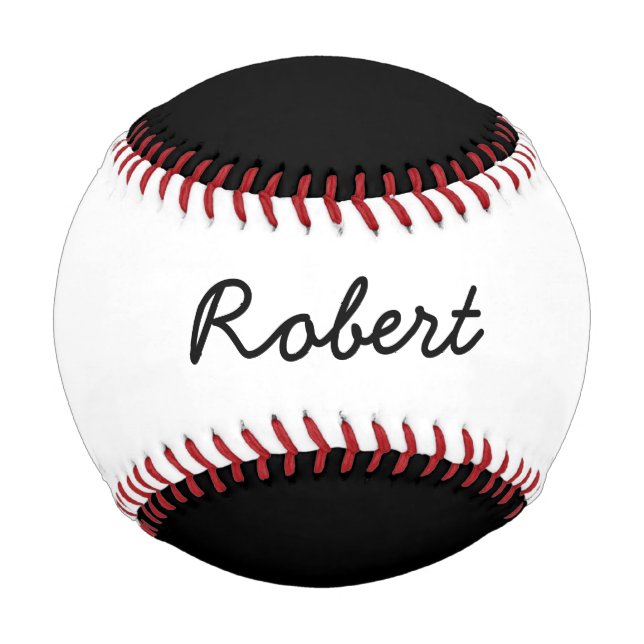 Add Name Custom Black and White Baseball (Front)
