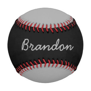 Add Name Custom Grey and Black Baseball