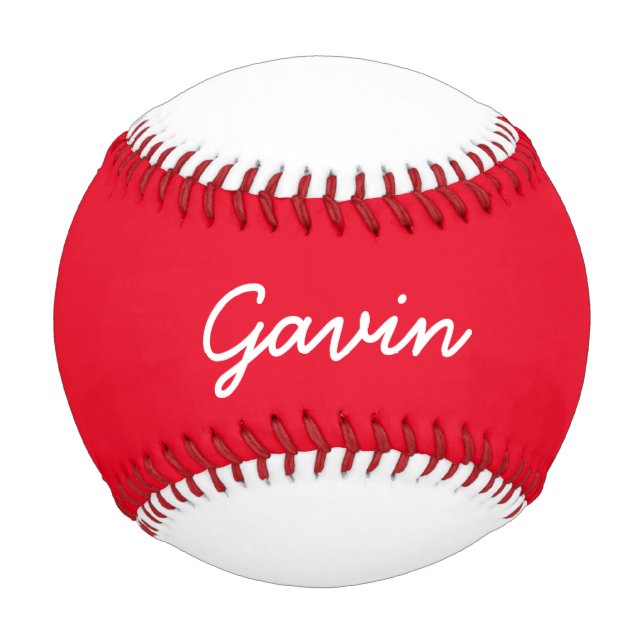 Add Name Custom White and Red Baseball (Front)