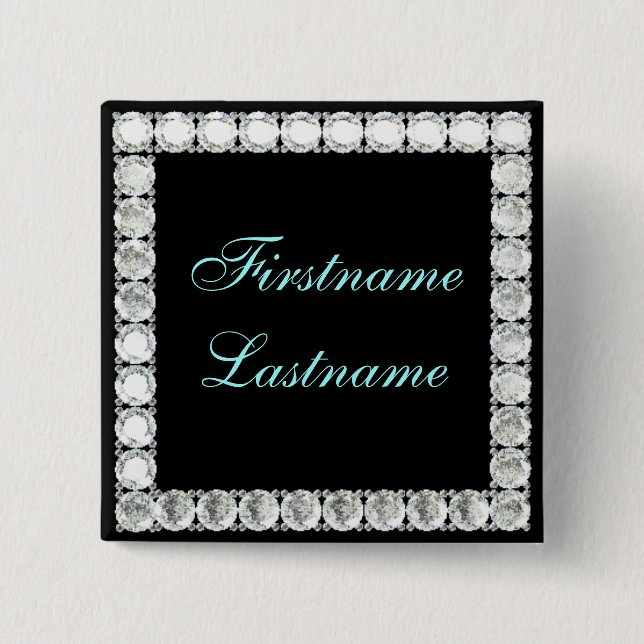 Add name-customisable diamond 15 cm square badge (Front)