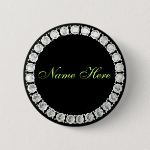 Add name-customisable diamond 6 cm round badge