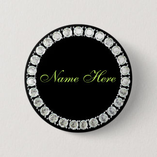 Add name-customisable diamond 6 cm round badge
