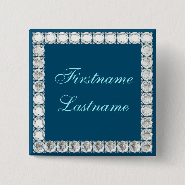 Add name-customisable diamond blue 15 cm square badge (Front)
