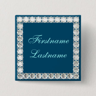 Add name-customisable diamond blue 15 cm square badge