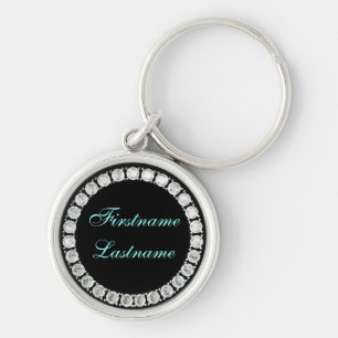 Add name-customisable diamonds on black key ring