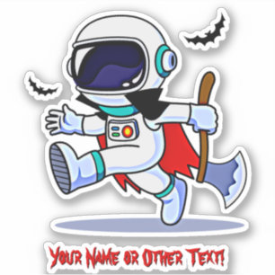 Add Name Cute Astronaut Axe & Red Cape with Bats 