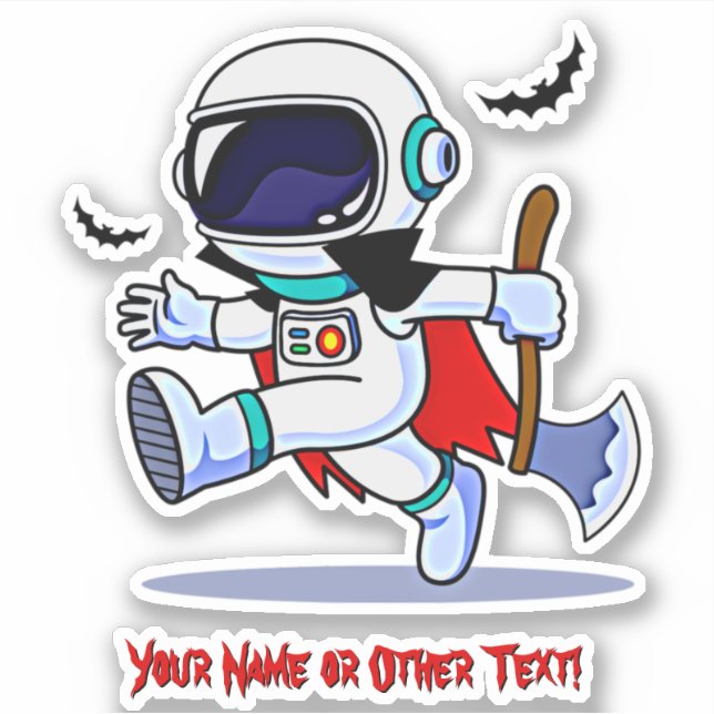 Add Name Cute Astronaut Axe & Red Cape with Bats  (Front)