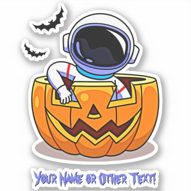 Add Name Cute Astronaut in Pumpkin Bats  Halloween (Front)