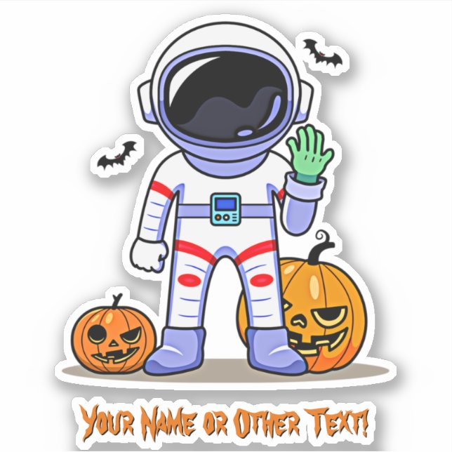 Add Name Cute Astronaut Pumpkins Bats  Halloween   (Front)