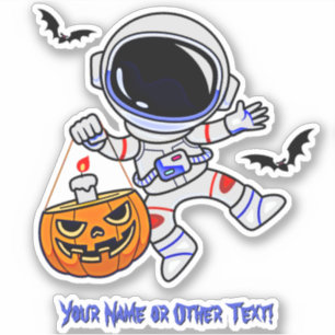 Add Name Cute Flying Astronaut Jack O Lantern Bats