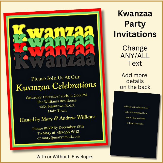 Add Name Date Details Kwanzaa Party Invitation (Creator Uploaded)