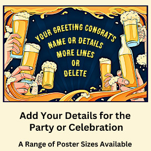 Add NAME Details Congratulations Birthday Beer  Poster