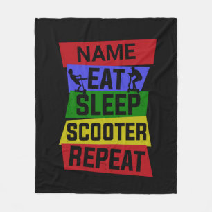 Add Name Eat Sleep Scooter Repeat Fleece Blanket