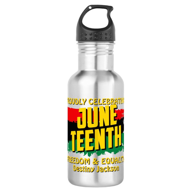 Add Name Edit Text Celebrating Juneteenth Freedom  532 Ml Water Bottle (Front)