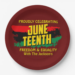 Add Name Edit Text Celebrating Juneteenth Freedom Paper Plate