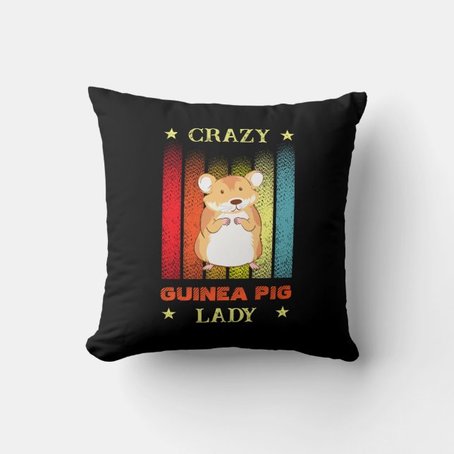 Add Name Edit Text Crazy Guinea Pig Lady  Cushion (Front)