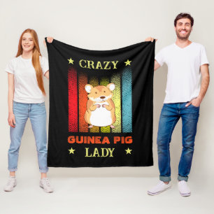Add Name Edit Text Crazy Guinea Pig Lady Fleece Blanket