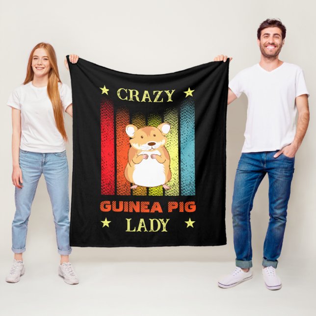 Add Name Edit Text Crazy Guinea Pig Lady Fleece Blanket (In Situ)