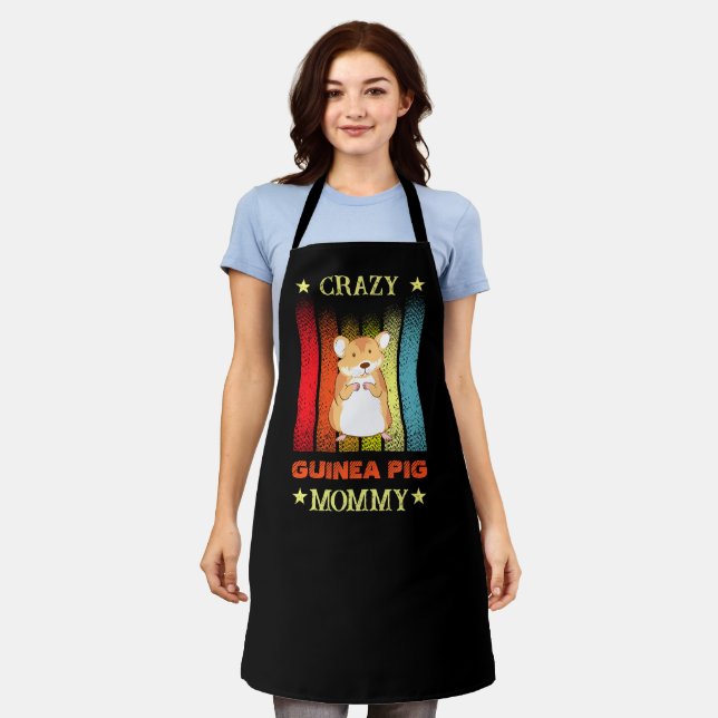 Add Name Edit Text Crazy Guinea Pig Lady Mum Apron (Worn)