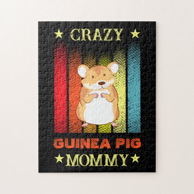 Add Name Edit Text Crazy Guinea Pig Lady Mum  Jigsaw Puzzle (Vertical)