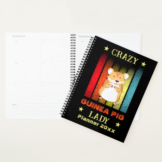 Add Name Edit Text Crazy Guinea Pig Lady  Planner (Display)